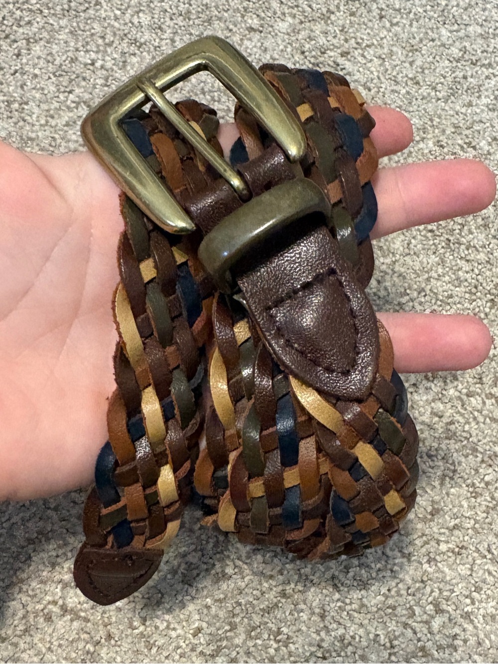 Genuine leather multicolour braided woven belt size XXL western